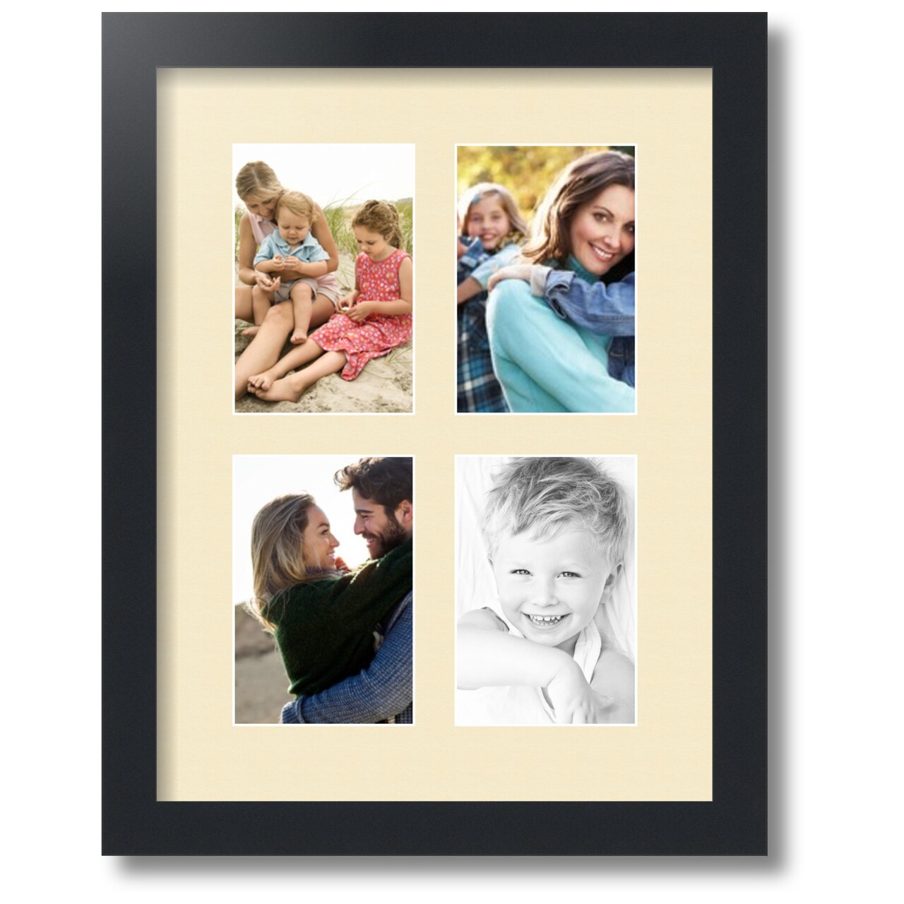 ArtToFrames Collage Photo Picture Frame with 4 - 4x6 inch Openings, Framed in Black with Over 62 Mat Color Options and Regular Glass (CSM-3926-2)